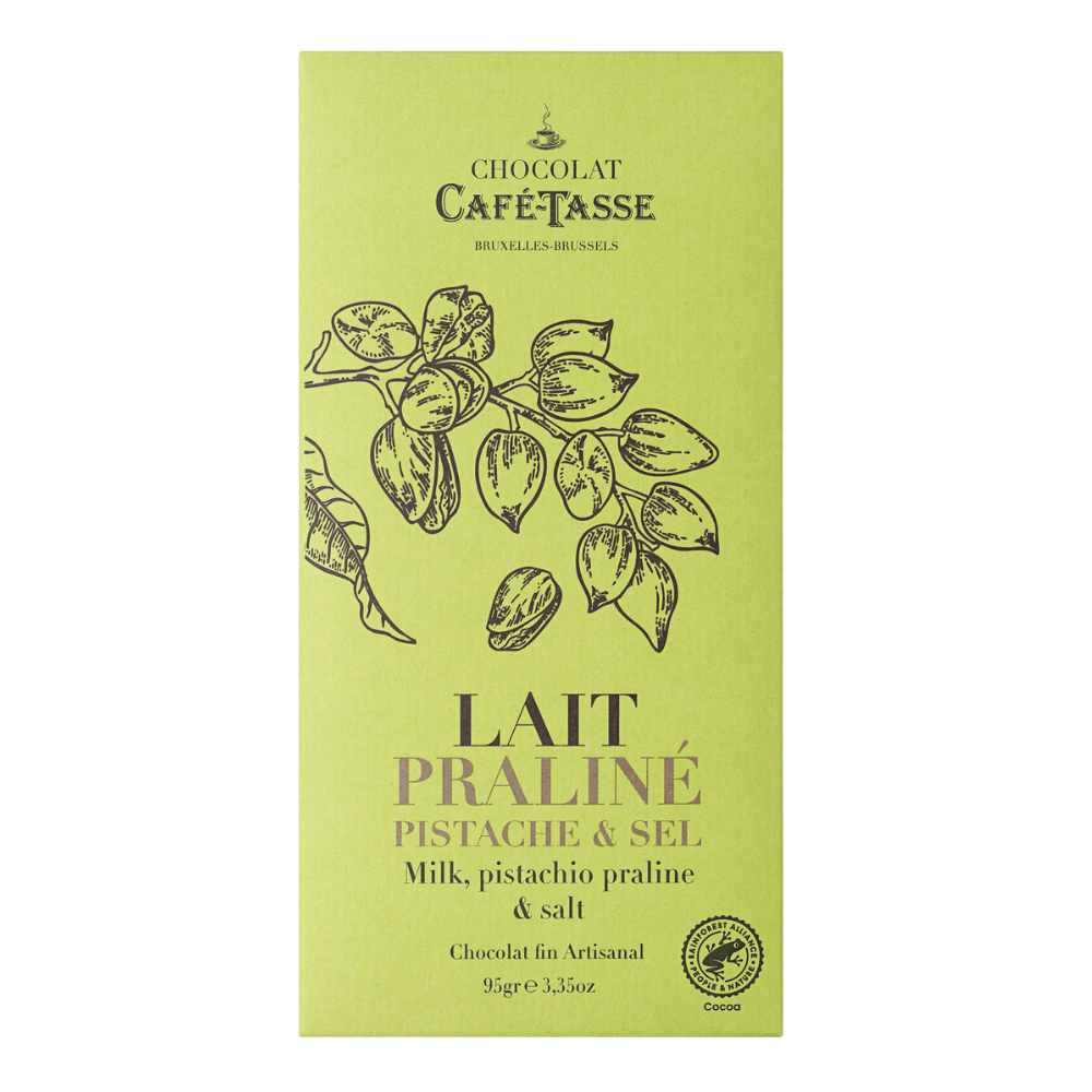 CAFÉ-TASSE Tavoletta di Cioccolato al Latte con Pralinato di Pistacchio e Sale