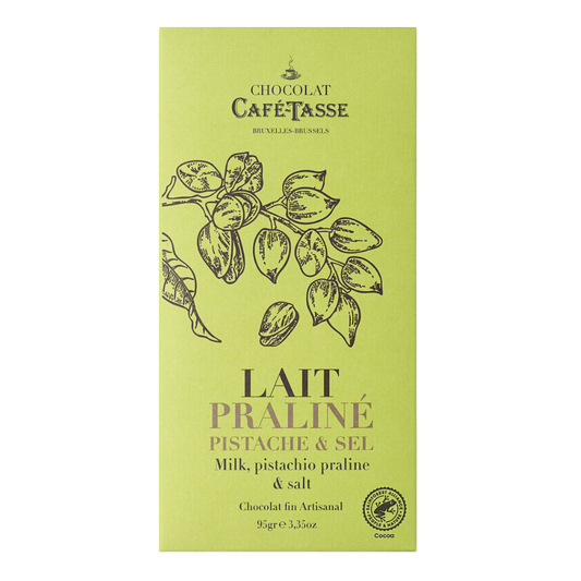 CAFÉ-TASSE Tavoletta di Cioccolato al Latte con Pralinato di Pistacchio e Sale