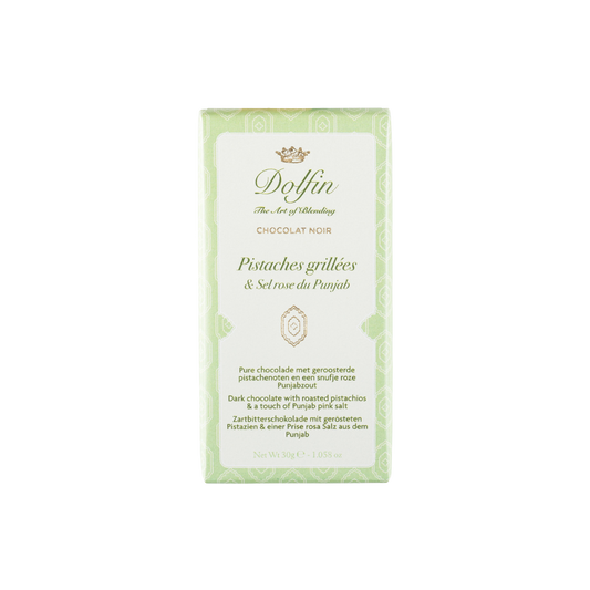 DOLFIN Tavoletta Fondente con Pistacchi Tostati e Sale Rosa del Punjab