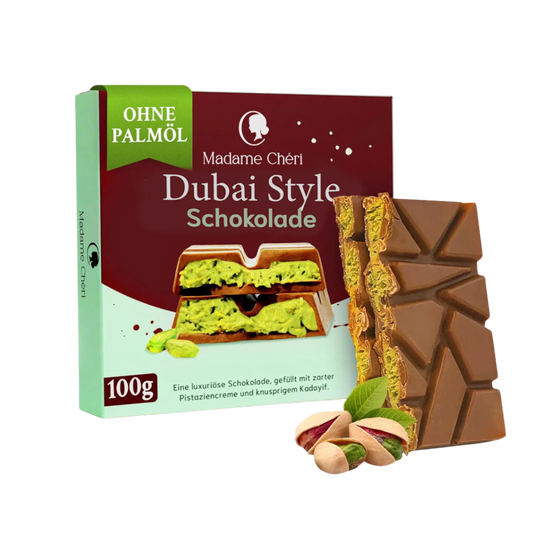 MADAME CHÉRI Tavoletta con Crema di Pistacchio e Croccante Kadayif – Dubai Style