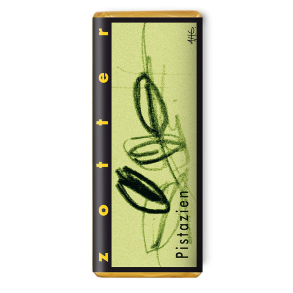 ZOTTER Tavoletta di Cioccolato al Latte 50% con Marzapane e Pistacchi