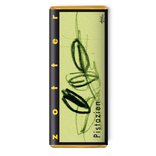 ZOTTER Tavoletta di Cioccolato al Latte 50% con Marzapane e Pistacchi
